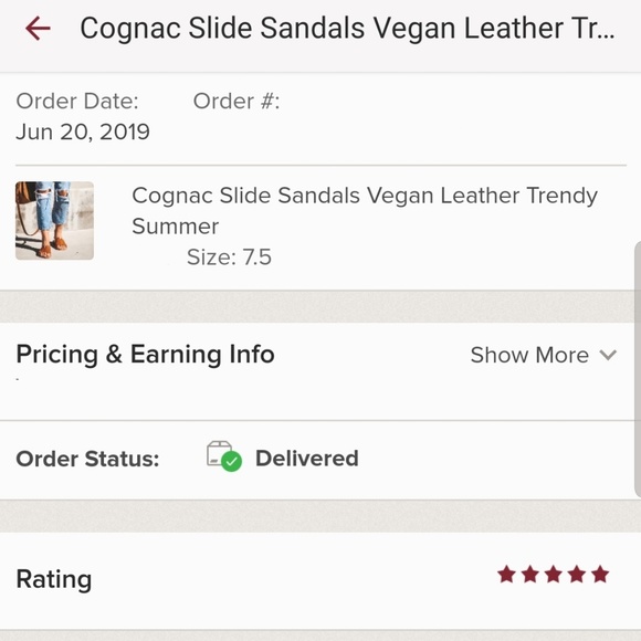 Cognac Slide Sandals Vegan Leather Trendy Summer - Picture 7 of 8